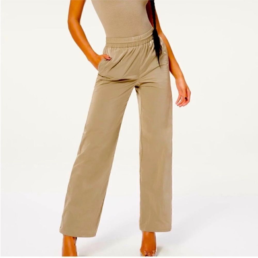 Good American Tan Track Pants